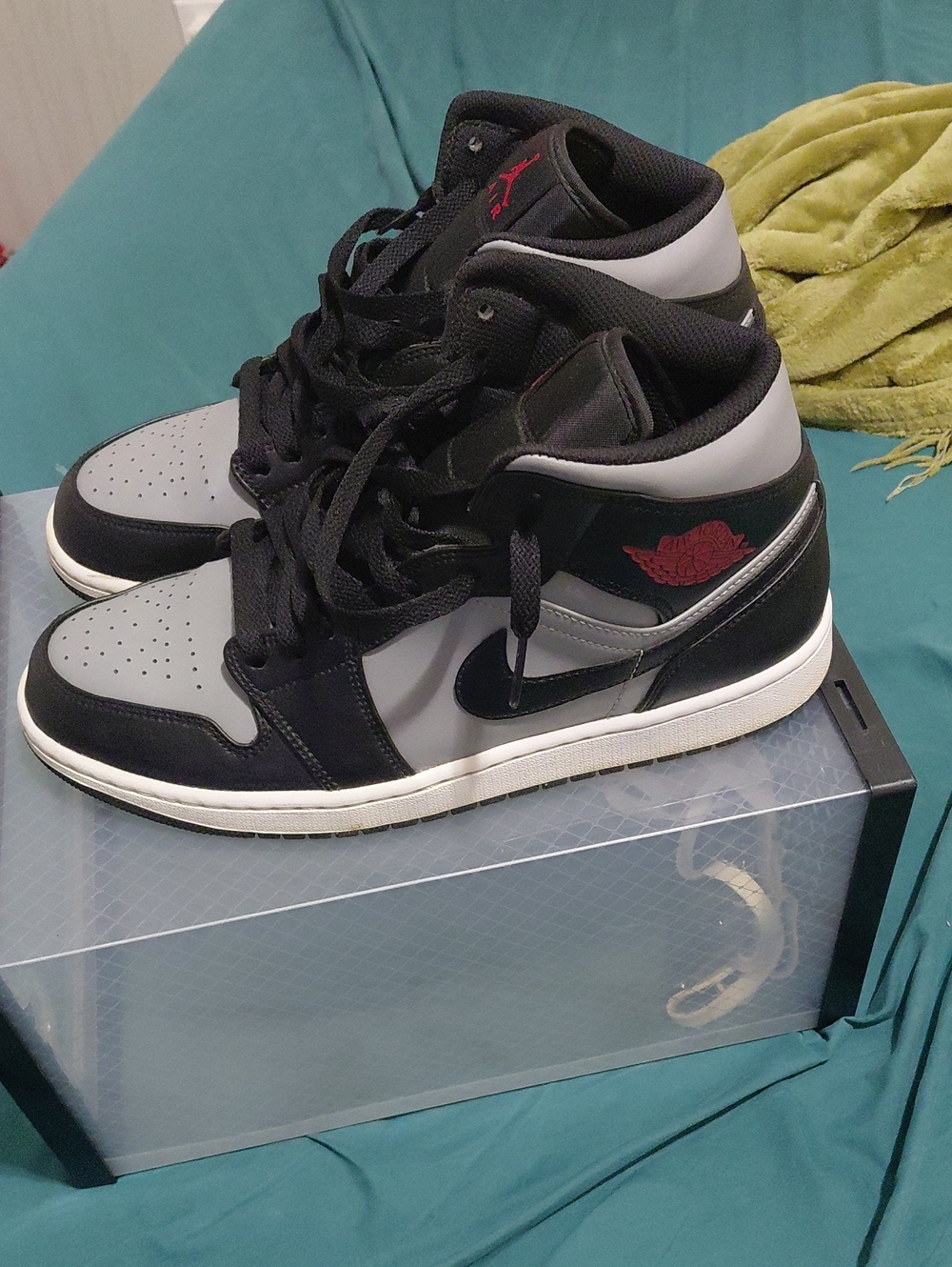 Jordan High-Top Sneakers - Black, Gray, Red Accent